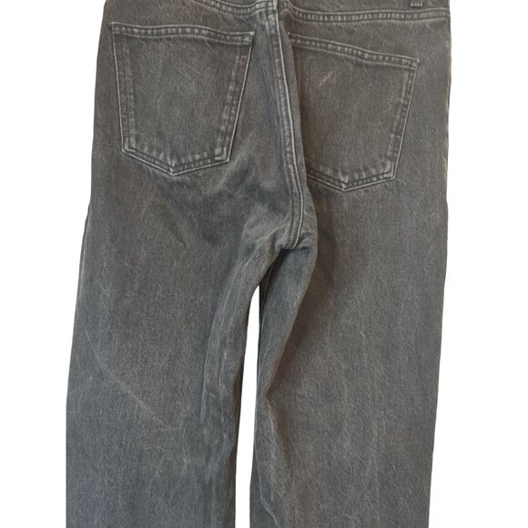 ZARA Size 6 Frayed Hem Straight Leg Jeans Black Denim Wash - Picture 9 of 11
